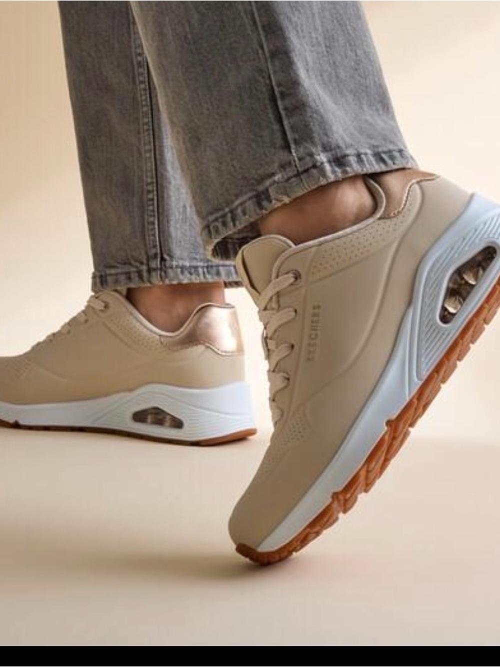 Skechers Uno Stand On Air Knit Sneakers 9.5 Neutral Athleisure Comfort Walking